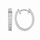 Silver Oval Cz Hoop Earrings